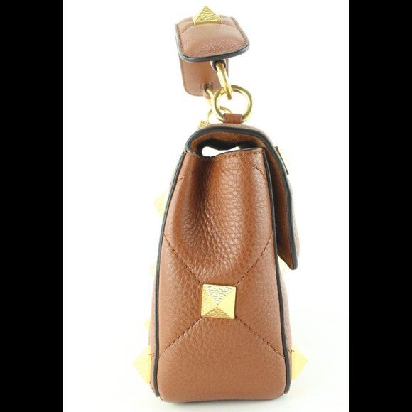 Valentino Caramel Brown Roma Stud 2way Crossbody Hammered GHW 1VAL0509 - Picture 2 of 12